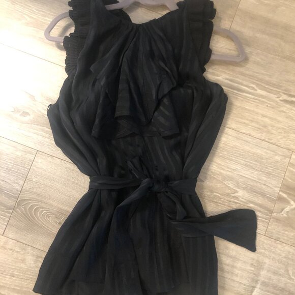 NWOT BCBGMAXAZRIA Black Silk Open-Back Top - Picture 1 of 6